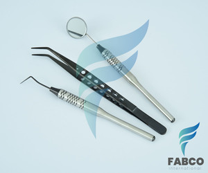 ชุดตรวจทางทันตกรรม FABCO 3 ชิ้น ประกอบด้วย คีม กระจก และเครื่องมือสำรวจ พร้อมด้ามจับแบบมีลาย  วัสดุสีเงิน  เครื่องมือผ่าตัดแบบใช้มือ  ระดับ Class I ได้รับการรับรองมาตรฐาน CE - Product Image 2