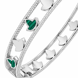 Brazalete de Malaquita Plateada con Diseño de Hiedra para Mujer, Elegante Joyería de Moda en Verde y Plateado, Accesorio de Lujo para la Muñeca - Product Image 6