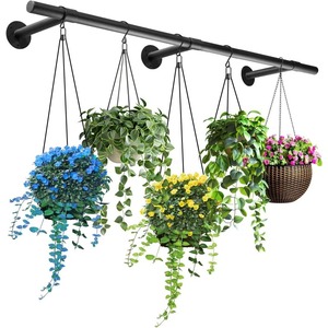 Pot de fleurs suspendu en métal jaune, finition poudrée, style rustique, pour plantes d'intérieur et d'extérieur - Product Image 6