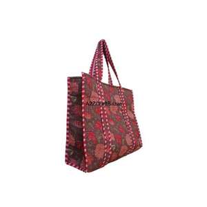Bolso Tote Grande de Hombro con Asa Larga, Acolchado de Algodón Hecho a Mano, Estilo Bohemio Indio, Ecológico, para Compras, Rayado, para la Playa - Product Image 2
