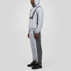 Ensemble de survêtement décontracté d'hiver pour homme, coupe oversize, couleur unie, avec fermeture éclair, en nylon, style streetwear, tendance 2026, personnalisable - Product Image 6