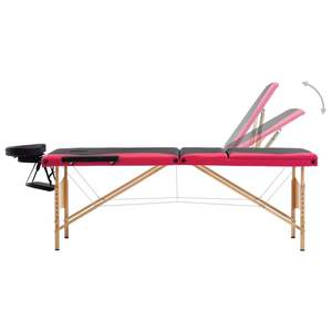 Table de massage pliable en bois noir et rose à 3 zones, tables et lits de massage de qualité supérieure - Product Image 3