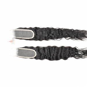 Extensions de cheveux humains naturels indiens 100% Deep Wave, non colorés, non traités, avec closure 2*6, double trame fabriquée à la machine. - Product Image 5