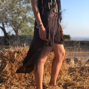 Jupe en coton asymétrique style elfe pour femme, tenue bohème Burning Man, confortable et élégante, cadeau pour elle - Product Image 4