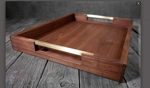Modern Art Deco Wooden <b>Plant</b> Pattern Wedding Decorative Multi-Functional Tea <b>Tray</b> - Product Image 3