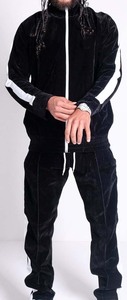Conjunto Deportivo de Terciopelo Personalizado para Hombre, 2 Piezas, Chaqueta con Cierre Completo y Pantalones, Traje de Jogging de Terciopelo - Product Image 3