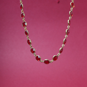 Collier classique de luxe fait main en argent sterling avec perles de pierres précieuses rouges naturelles, chaîne plaquée or, élégant, tendance, cadeau pour femme, idéal pour les fêtes - Product Image 2