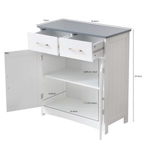 FRALIMK a due cassetti bianco grigio MDF in legno credenza Bar caffè Buffet con ripiani regolabili e porte ad arco - Product Image 5