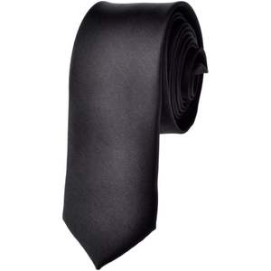 2025ชุดแต่งงานทรงผอมมีสไตล์เนคไทสีดำขนาด2นิ้วสีพื้นของผู้ชาย - Product Image 1