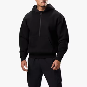 Sudadera con capucha unisex negra de corte holgado, personalizable, de algodón grueso, extragrande, lavada, de invierno, bordada - Product Image 6