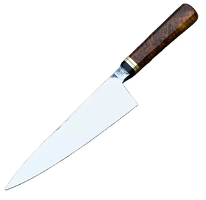 Couteau de chef de style japonais en acier au carbone forgé à la main de qualité supérieure, manche en bois, finition haute brillance, fournisseur de couteaux de cuisine sur mesure - Product Image 1