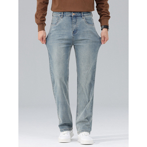 Pantalon évasé en toile robuste et lavable pour homme, taille mi-haute, respirant, séchage rapide, écologique, style vintage, couleur unie, pour le bureau - Product Image 2
