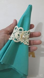 แหวนรองผ้าเช็ดปากถักโครเชต์ทำมือประดับมุก ตกแต่งโต๊ะอาหารอย่างหรูหราสำหรับงานแต่งงานและตกแต่งบ้าน - Product Image 3