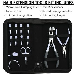 Kit de Alicates para Extensiones de Cabello con Anillo Divisor, Pequeño Recortador Profesional, Clips Plateados, Agujas para Trama Cosida a Mano, Rizador - Product Image 6
