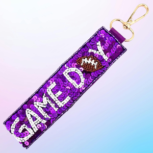 Durable Construction <b>Red</b> <b>Sequin</b> Adjustable Football Keychain Wristlet Glitter Gameday Sports Fan Key Holder Accessory in 2026 - Product Image 3