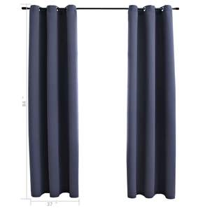Rideaux occultants 2 pièces en tissu anthracite de 37x84 po avec anneaux Rideaux et cantonnières de qualité supérieure - Product Image 4