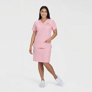 Customized Nurse Scrub Skirts Women \ Scrub Skirt V Neck Top Skirt Suit Female \ Professional Nurses <b>Doctors</b> Hospital Skirt <b>Set</b> - Product Image 2