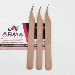 Pinzas de Acero Inoxidable para Extensión de Pestañas, Profesionales, Multiusos, con Punta Dorada de Precisión, Antimagnéticas, con Mango Cómodo - Product Image 6