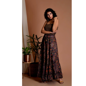 Stylish Bohemian Barcelona Style <b>Long</b> <b>Skirt</b> for Women Vintage Silk Comfortable Breathable & Eco friendly Floor Length <b>Skirt</b> - Product Image 1