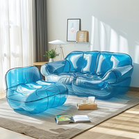 Sofá Cama Inflable Plegable de PVC Transparente Clásico de Una Plaza para Adultos, Ideal para Gimnasio, Escuela, Diseño Moderno y Elegante para Apartamentos