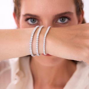 Pulsera de tenis VVS Diam para mujer con diamantes redondos cultivados en laboratorio, plata de ley 925, engaste clásico de puntas, joyería de lujo para boda - Product Image 4