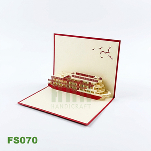 ANN HANDICRAFT FS070 Custom <b>Handmade</b> 3D Pop-up Greeting Cards 'Friendship' Tourist Boat Thank You Gift <b>Paper</b> Die Cutting Printed - Product Image 4