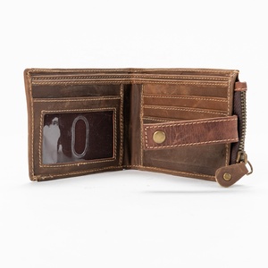 Unisex Genuine Cowhide Leather Card Holder <b>Wallet</b> with Closure and Patchwork Design - Product Image 3