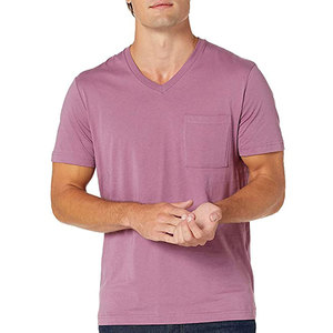 T-shirt à manches courtes personnalisé avec logo, plusieurs couleurs, décontracté, ample, basique, pour homme, col en V, en coton uni - Product Image 3