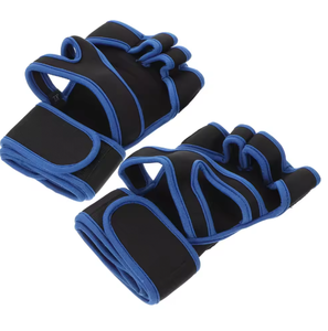 Guantes Deportivos Negros con Ribete Azul, Largos hasta la Muñeca, Transpirables, de Nailon, Estilo Liso - Product Image 1