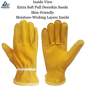 Lightweight Reusable Ergonomic Elastic Wrist For Industrial Comfort Durable Yellow Genuine Leather Safety Driver <b>Gloves</b> - Product Image 3