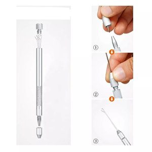 Strong Grip Handle Micro Ring Weaving <b>Hook</b> <b>Crochet</b> Loop Tool Needles Holder for Human Front Wig Making Hair Extension Tool - Product Image 1