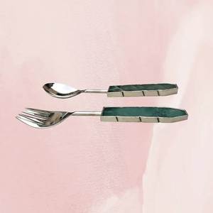 Juego de Cubiertos de Acero Inoxidable con Mango de Resina, Cuchara, Tenedor, Cuchillo, Vajilla Reutilizable Ecológica para Fiestas y Cocina - Product Image 6