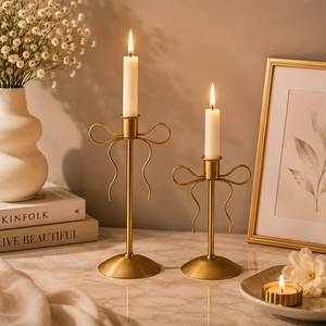 KRAFT WORLD <b>Brass</b> <b>Candlestick</b> Holder with Double Ring Design Heat Resistant Handmade Eco-Friendly & Durable for Home Decoration - Product Image 6