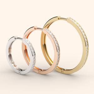 Pendientes de Aro Huggie de Oro Amarillo de 14K de Lujo con Diamantes Cultivados en Laboratorio, Aros de Diamantes Brillantes, Joyería Elegante para Mujer, Regalo - Product Image 2