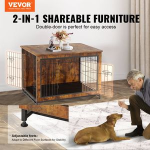 "38 Inch Wooden Double-Door <b>Dog</b> Crate End <b>Table</b> Heavy-Duty & Removable" - Product Image 2