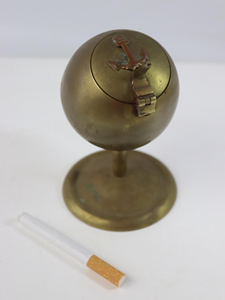 <b>Vintage</b> Brass Round Desktop <b>Ashtray</b> With Anchor Design Home Decorative Cigarette Holder - Product Image 2