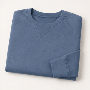 Sweat-shirt personnalisé bleu poussière pour homme, coupe décontractée, athlétique, col rond compact avec insert en V tonal, MCRW-0014 - Product Image 5