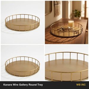 Bandeja de Alambre Kanara Dorada Antigua, Decoración de Hierro Hecha a Mano para Hogar, Hotel, Boda - Estilo Artístico Floral, 30 cm, Regalo para Mesa - Product Image 6