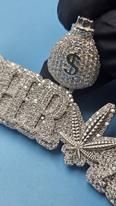 Pendentif personnalisé en moissanite motif sac d'argent, lettre et feuille, de luxe, style Hip Hop, pour bijoux fins en argent sterling 925, pendentifs et breloques - Product Image 6