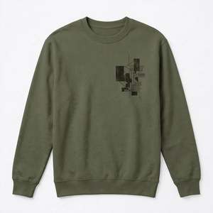 Sweat-shirt col rond vert olive épais personnalisé streetwear pull homme surdimensionné en molleton de coton à manches longues Circuit - Product Image 1
