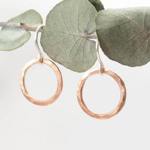 Textured Copper Round Disc <b>Earrings</b> Metal Craft Hammered Dangle Jewelry Handmade Boho Statement Drop <b>Earrings</b> for Wholesale - Product Image 2