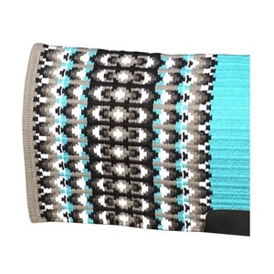 HORZE Western Saddle Pad Turquoise Grey Black White Navajo Pattern Handwoven Wool Contoured Comfortable Durable Horse <b>Blanket</b> - Product Image 3