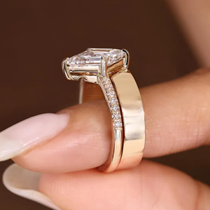Anillo de compromiso de plata de ley 925 chapado en oro con moissanita talla Kite, regalo de aniversario para mujer, joyería fina para boda - Product Image 2