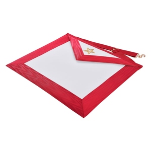 Excellente toison de maître maçon des grades alliés, ruban moiré rouge, corps blanc, ceinture réglable, tenue de régalia haut de gamme pour architecte maçon - Product Image 2