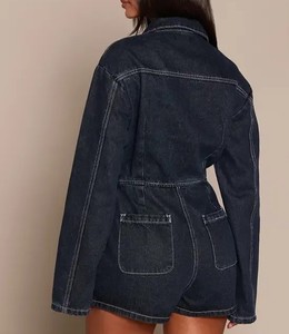 <b>Women's</b> Denim <b>Utility</b> <b>Jumpsuit</b> Multi Pocket Jean One Piece Casual Workwear Wholesale Factory <b>Jumpsuit</b> Playsuit Overalls shorts - Product Image 3