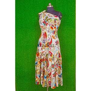 เดรสยาวทรงแม็กซี่ผ้าฝ้ายพิมพ์ลายดอกไม้คุณภาพสูงสำหรับงานปาร์ตี้  แบบไหล่เดียว  เอวธรรมชาติ  ระบายอากาศได้ดี - Product Image 5