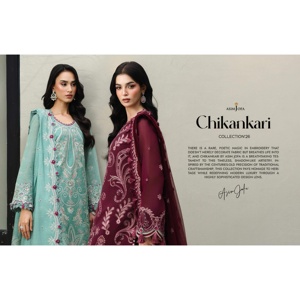 Costumes de luxe brodés pour femmes Asim Jofa, collection festive Ssumaira, 3 pièces sur mesure, tissu Chickenkari brodé - Product Image 5