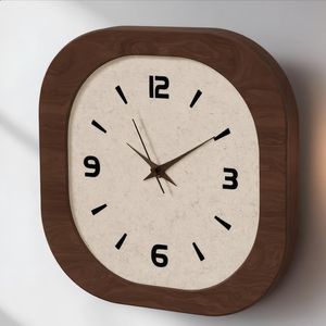 French Retro Wooden Wall <b>Clock</b>, <b>Silent</b> Quartz Square Japandi Home Decor - Product Image 3