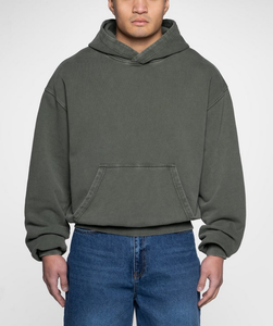 Plus Size Streetwear Men's No String <b>Drop</b> Shoulder Hoodies Thick Oversized OEM Custom Logo Blank High Quality <b>Acid</b>/Stone Washed - Product Image 3