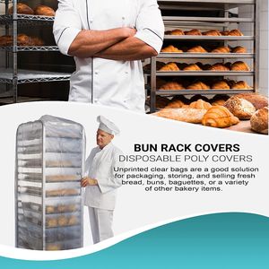 Desechables 60x80 Roll-on Bun Rack Covers 0,6 Mil de espesor Cubiertas de estante de pan de polietileno para panaderías Industrias alimentarias de tamaño completo - Product Image 5